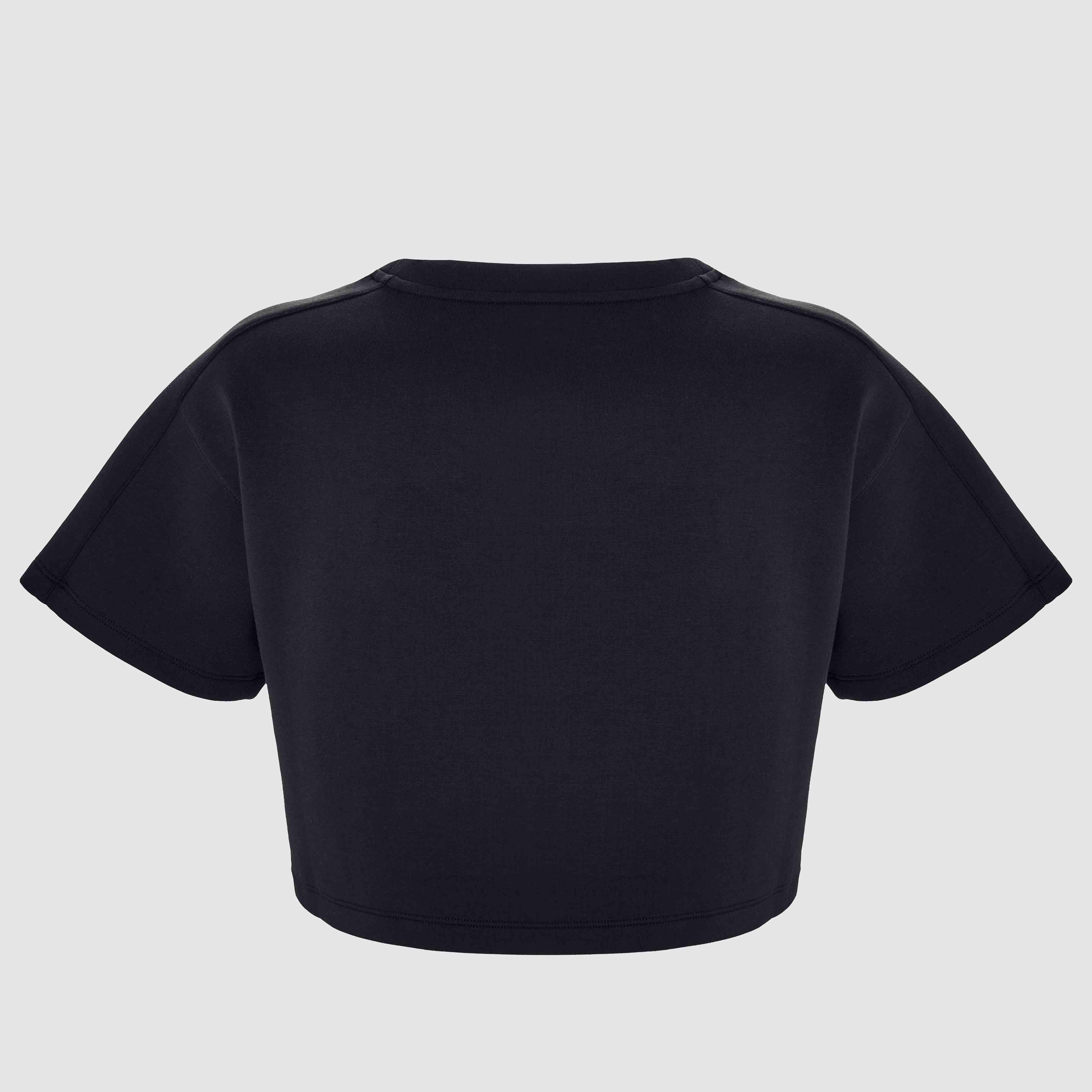 Black Oversized Athletic Cropped Tonal T-Shirt