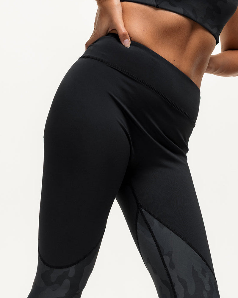 Vertex Camo High Rise Leggings - Black Onyx