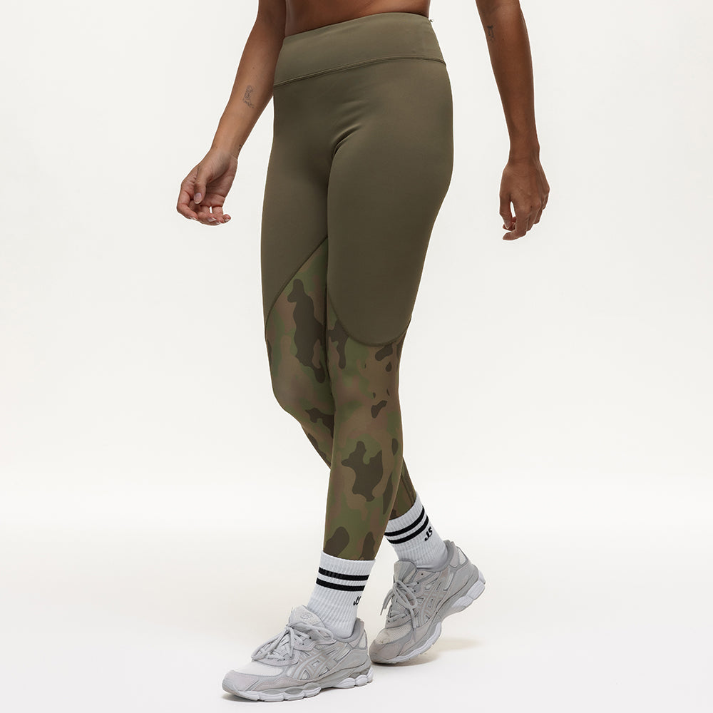 Vertex Camo High Rise Leggings - Military Green