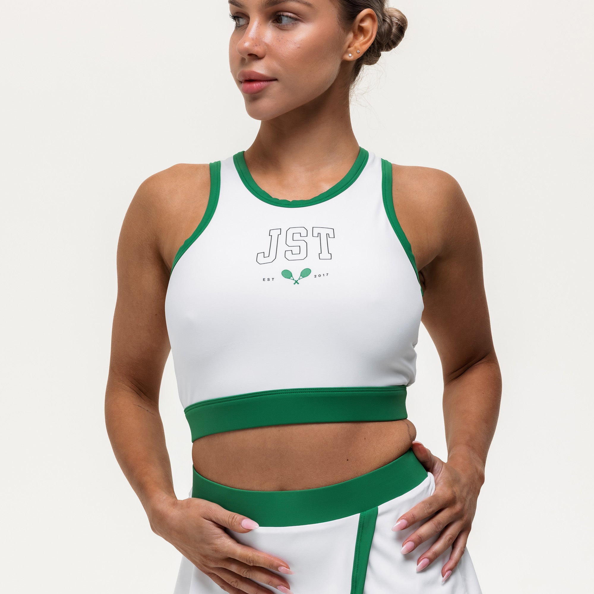 Ace Cropped Vest - White/Green (PRE ORDER)