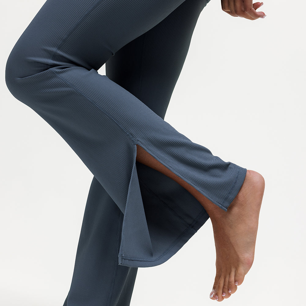 Maya Ribbed Flare Leggings - Graphite