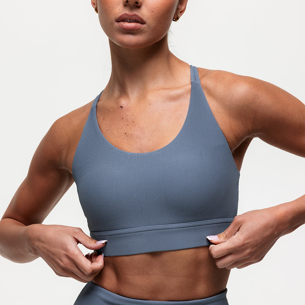 Namaste Ribbed Medium Support Bra - Graphite