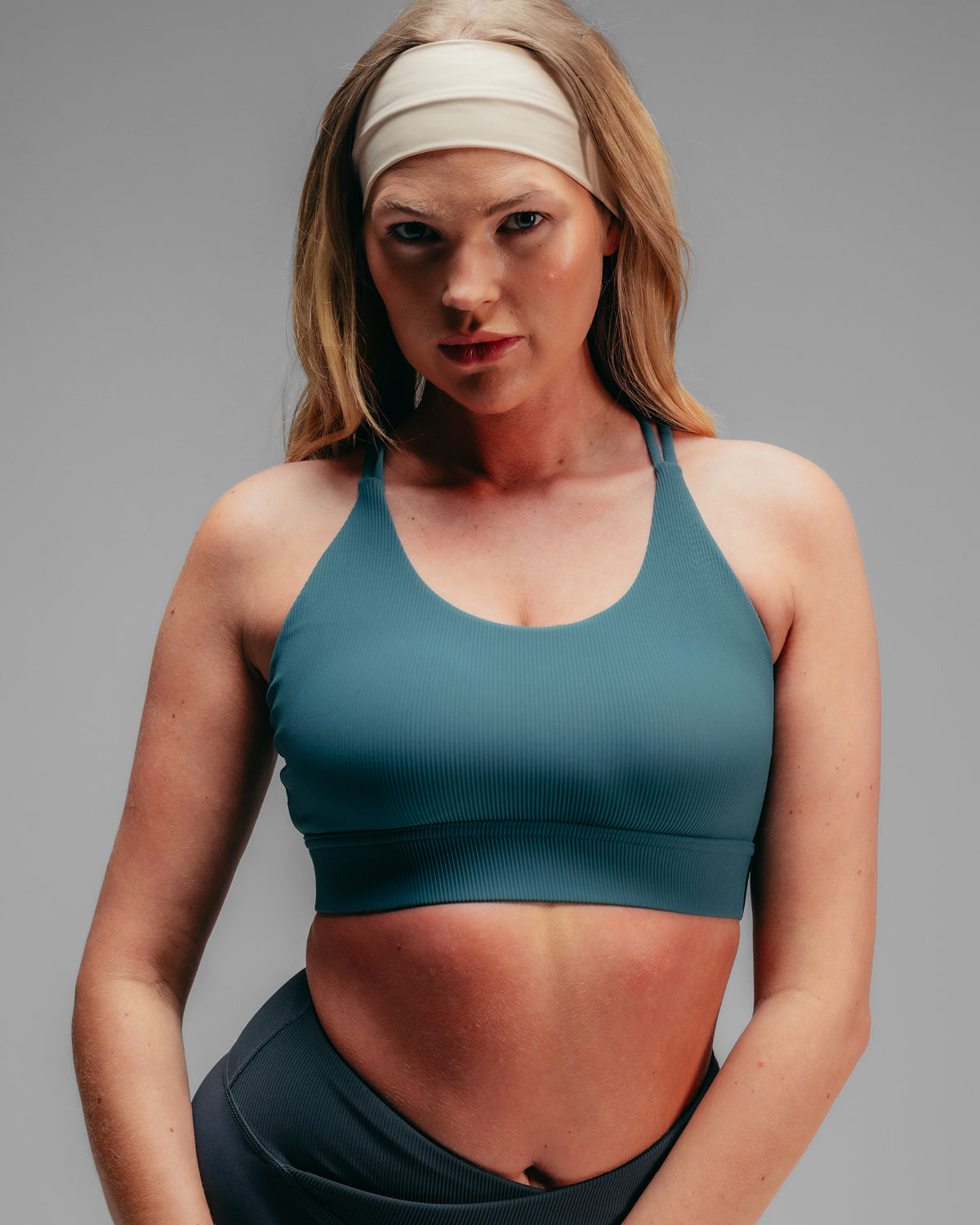 Strappy Rib Bra - Teal