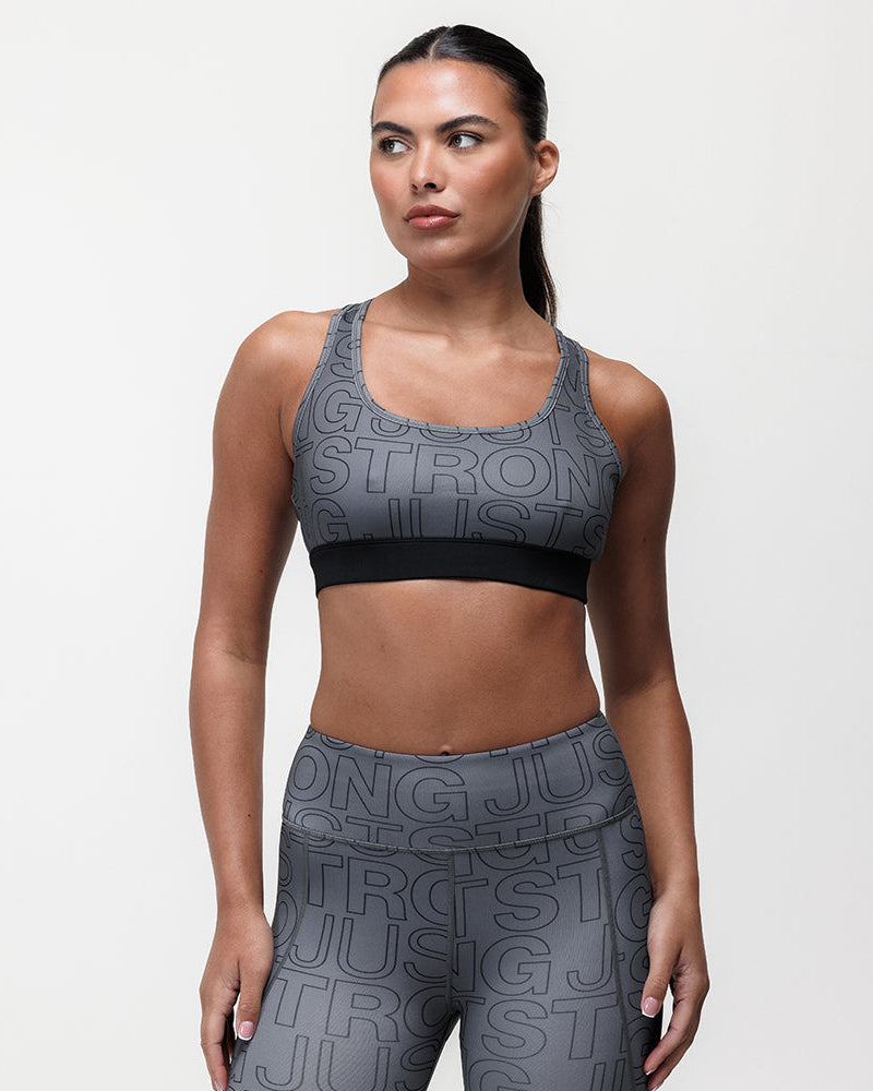 Printed Motion Light Support Bra - Slate/Black