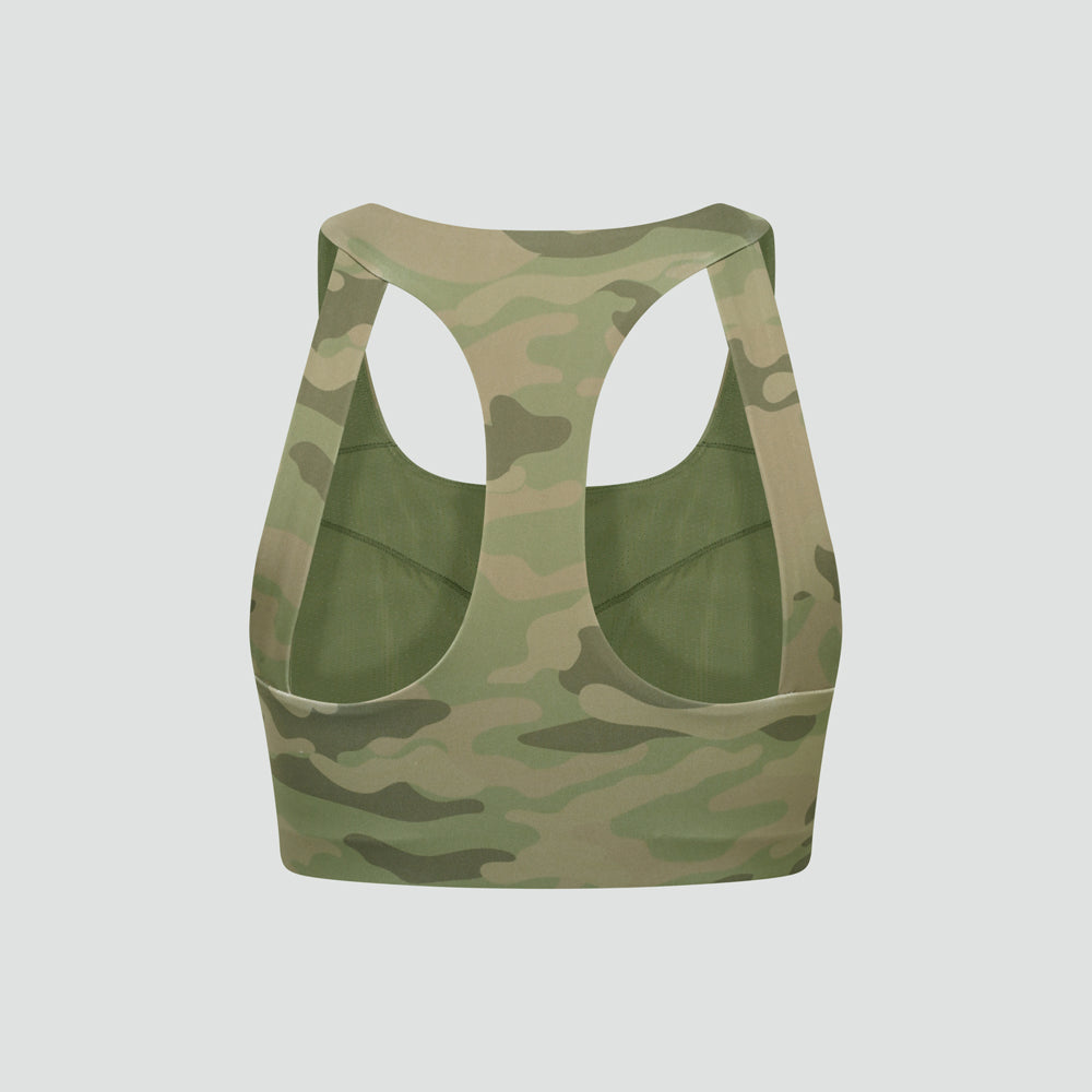 Vertex Camo Multi Strap Sports Bra - Military Green