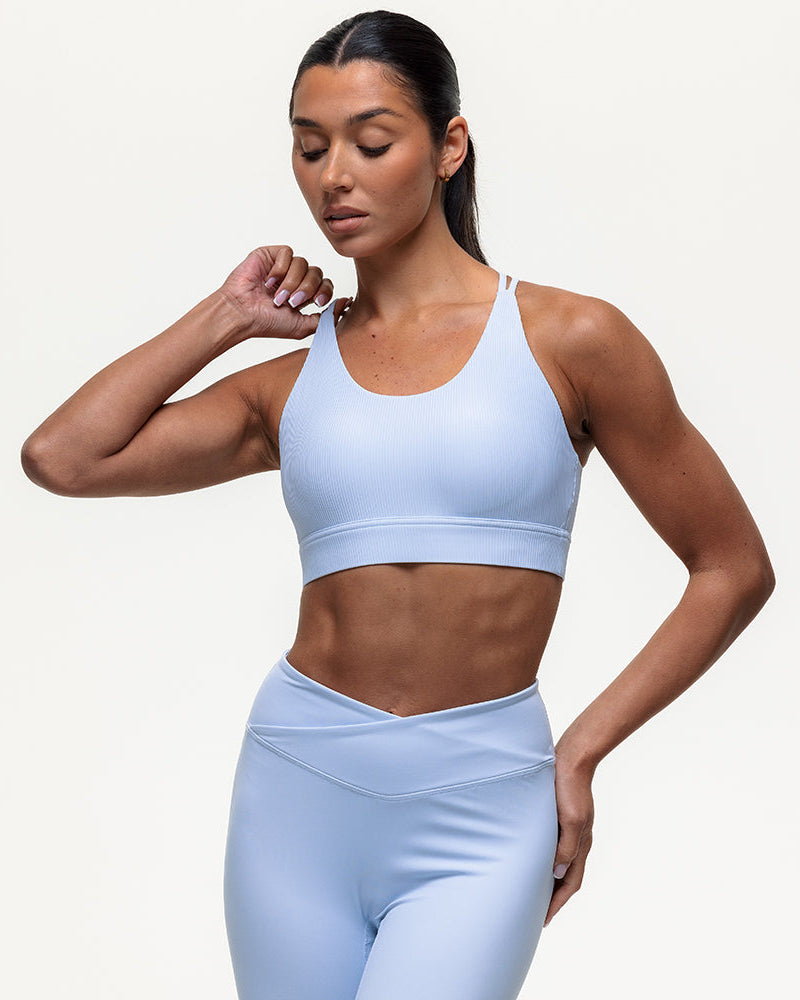 Namaste Ribbed Medium Support Bra - Cashmere Blue