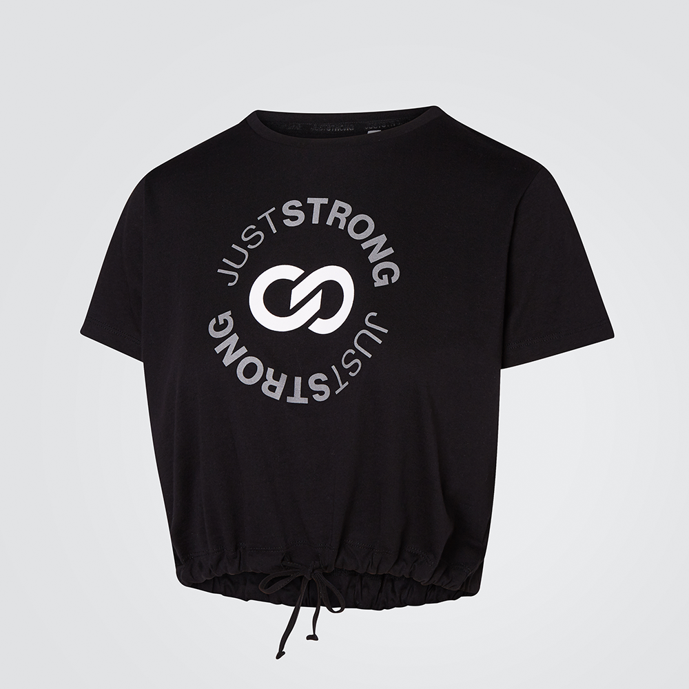 Black Reflective Cropped Stamp Graphic Tee